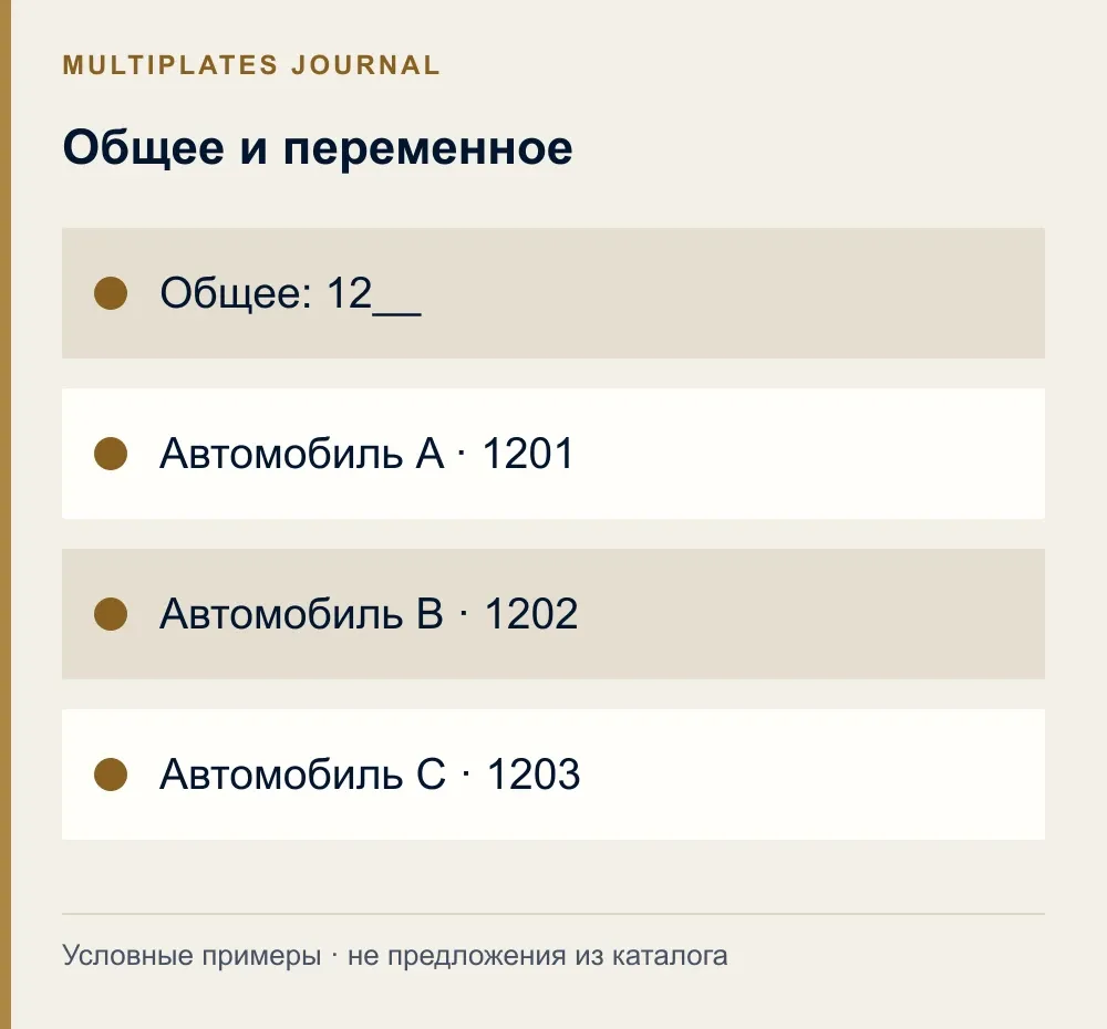 Общее и переменное. Общее: 12__. Автомобиль A · 1201. Автомобиль B · 1202. Автомобиль C · 1203